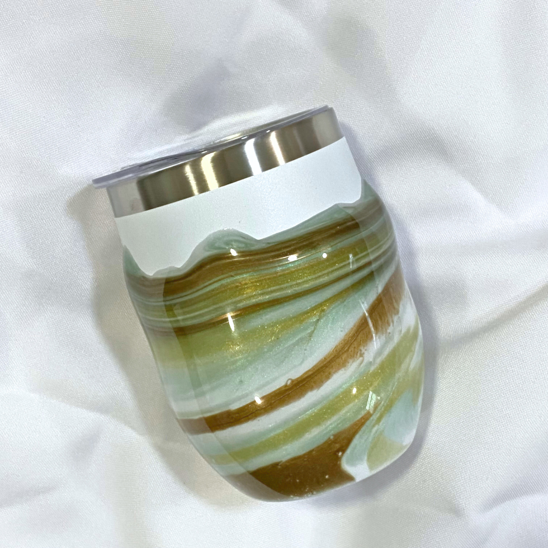 Hand-Painted Resin Wine Tumblers - Golden Earth