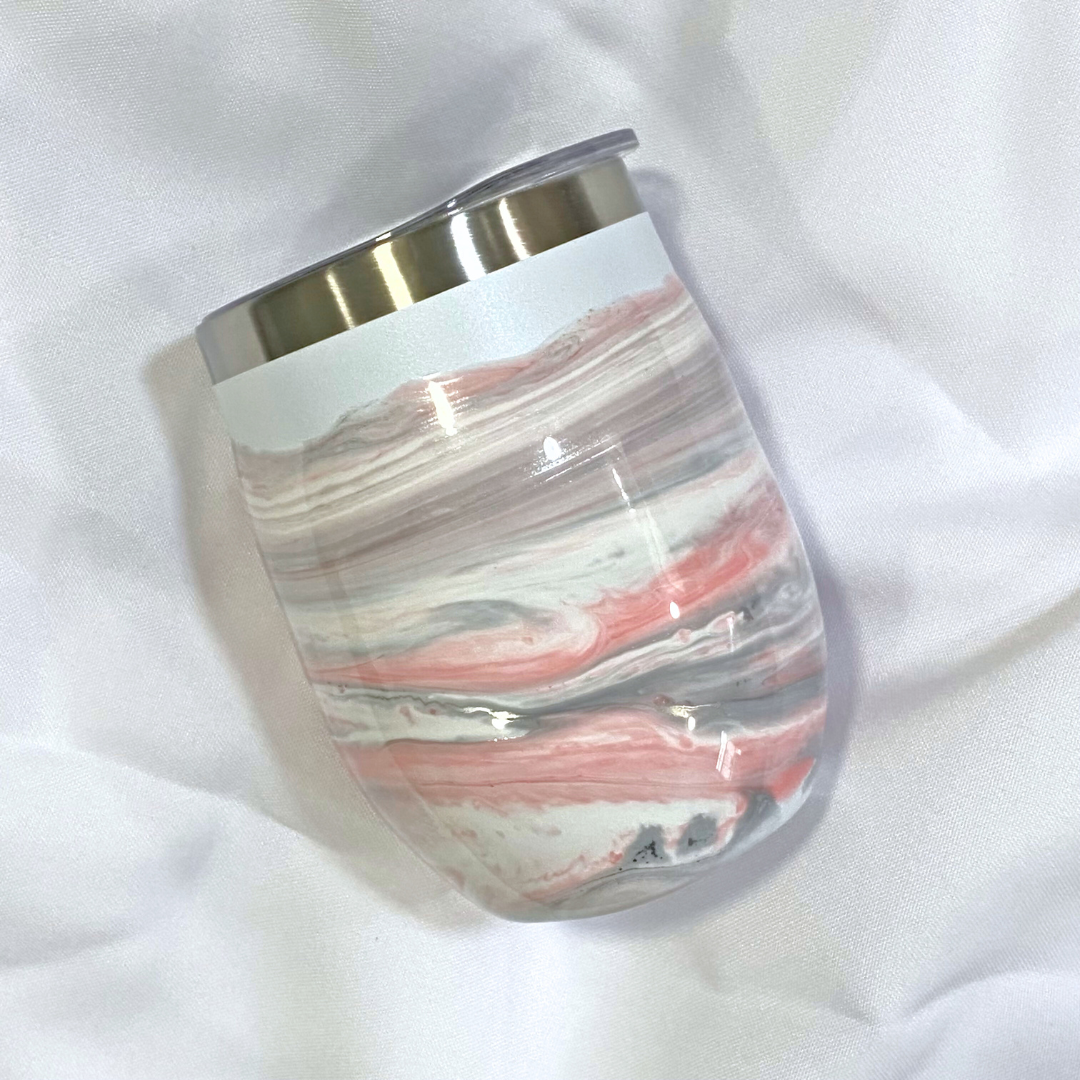 Hand-Painted Resin Wine Tumblers - Rosé Fog